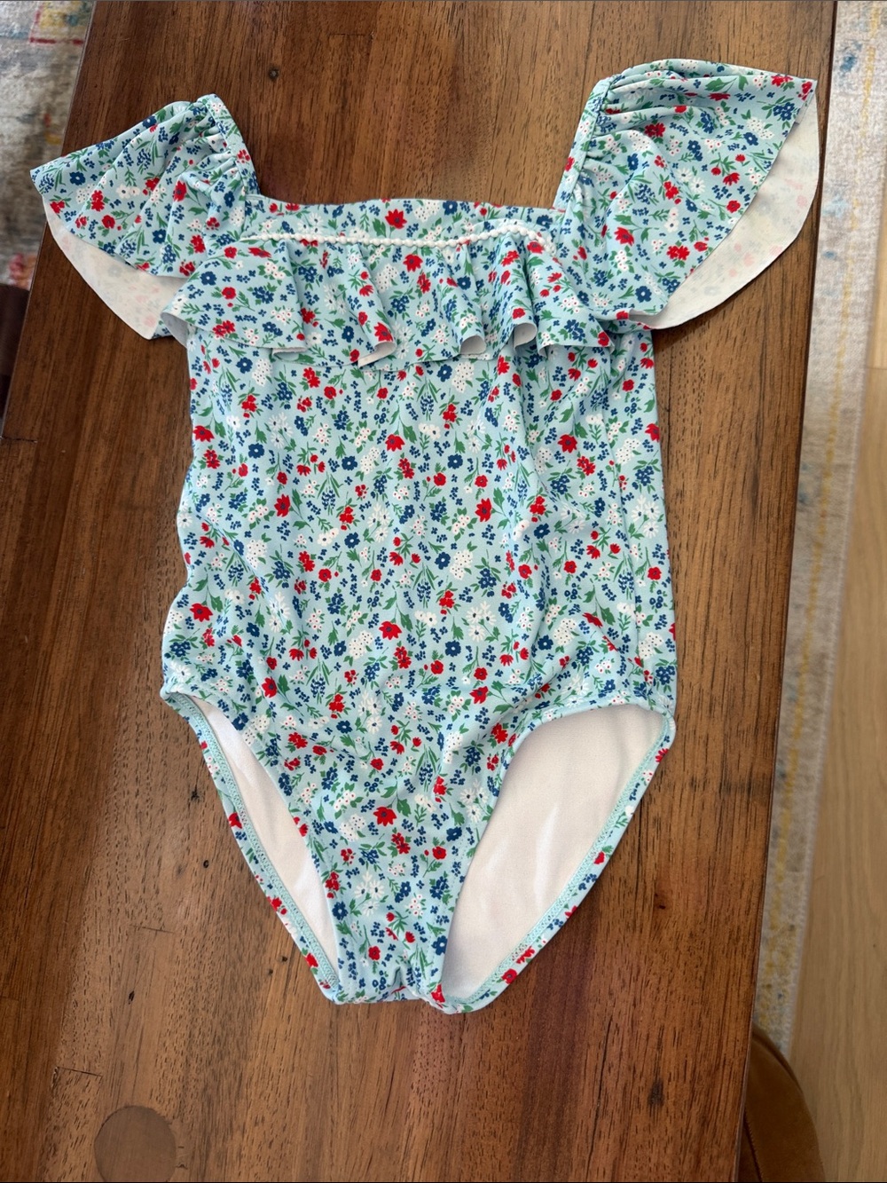 Janie and Jack Light Blue Floral Ruffle One-Piece